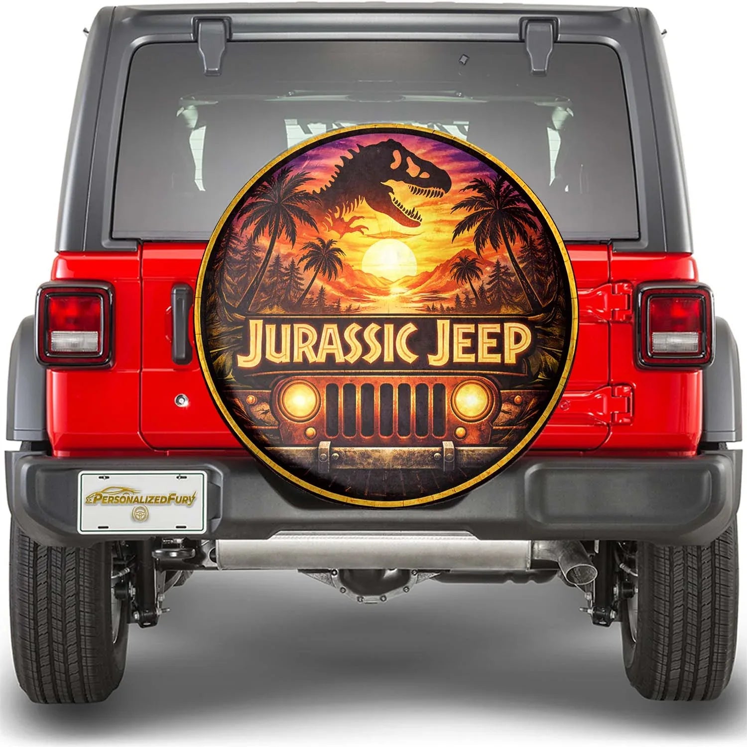 Jurassic Park Jeep Leather Wheel Cover – Spare Tire Cover - Car Accessories - PersonalizedFury