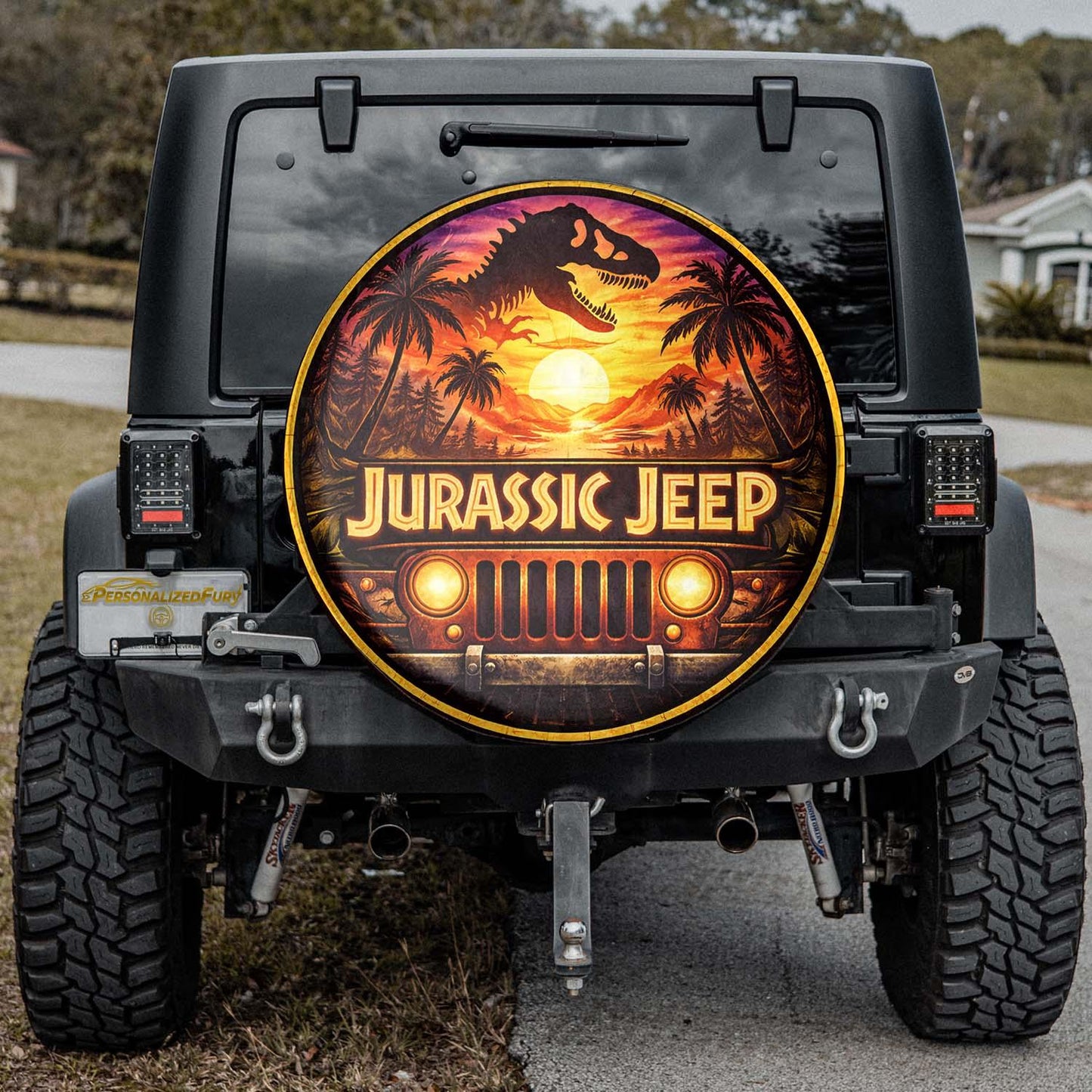 Jurassic Park Jeep Leather Wheel Cover – Spare Tire Cover - Car Accessories - PersonalizedFury