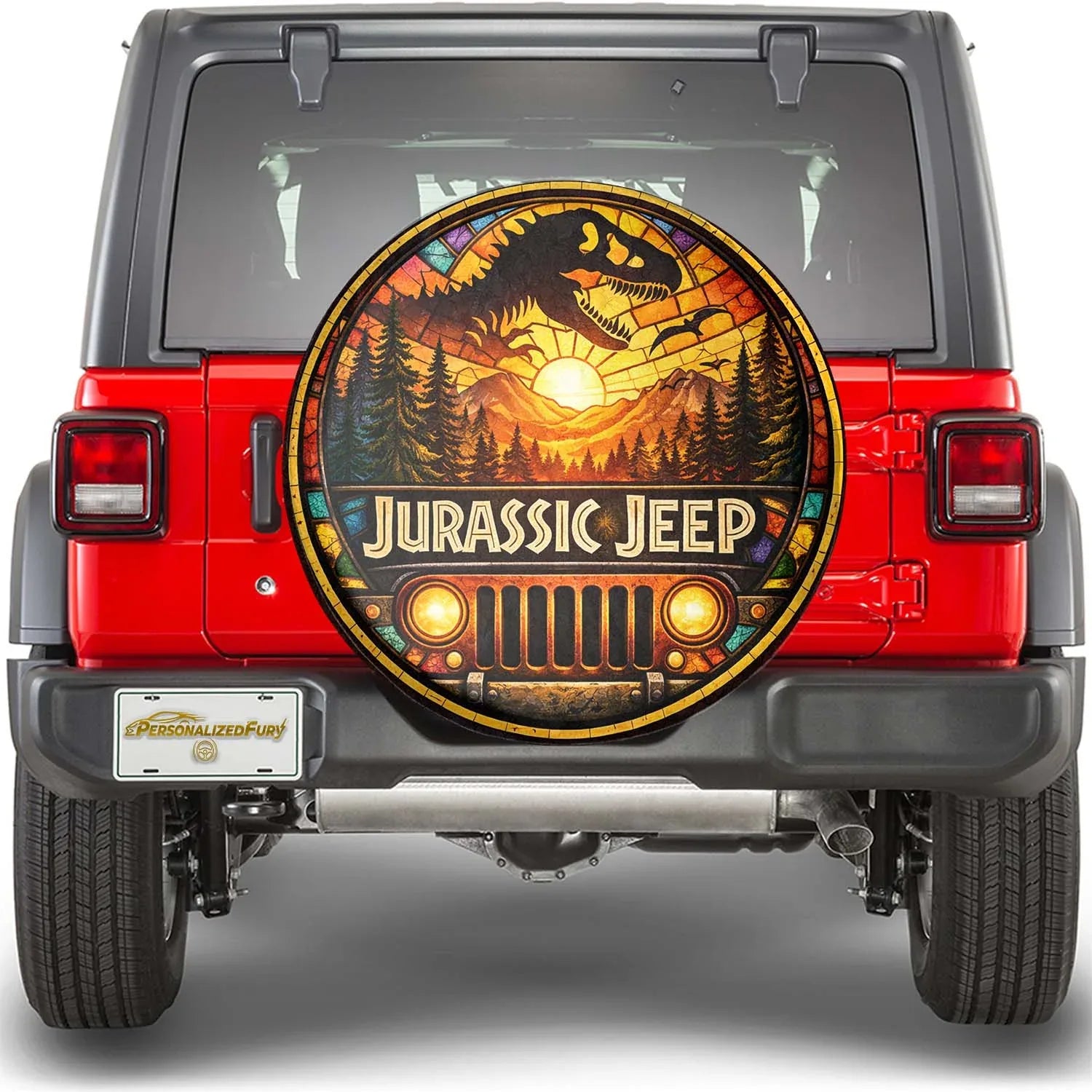 Jurassic Park Jeep Wheel Cover – Durable Leather Spare Tire Cover - PersonalizedFury