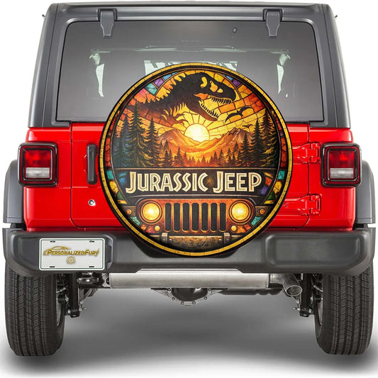 Jurassic Park Jeep Wheel Cover – Durable Leather Spare Tire Cover - PersonalizedFury