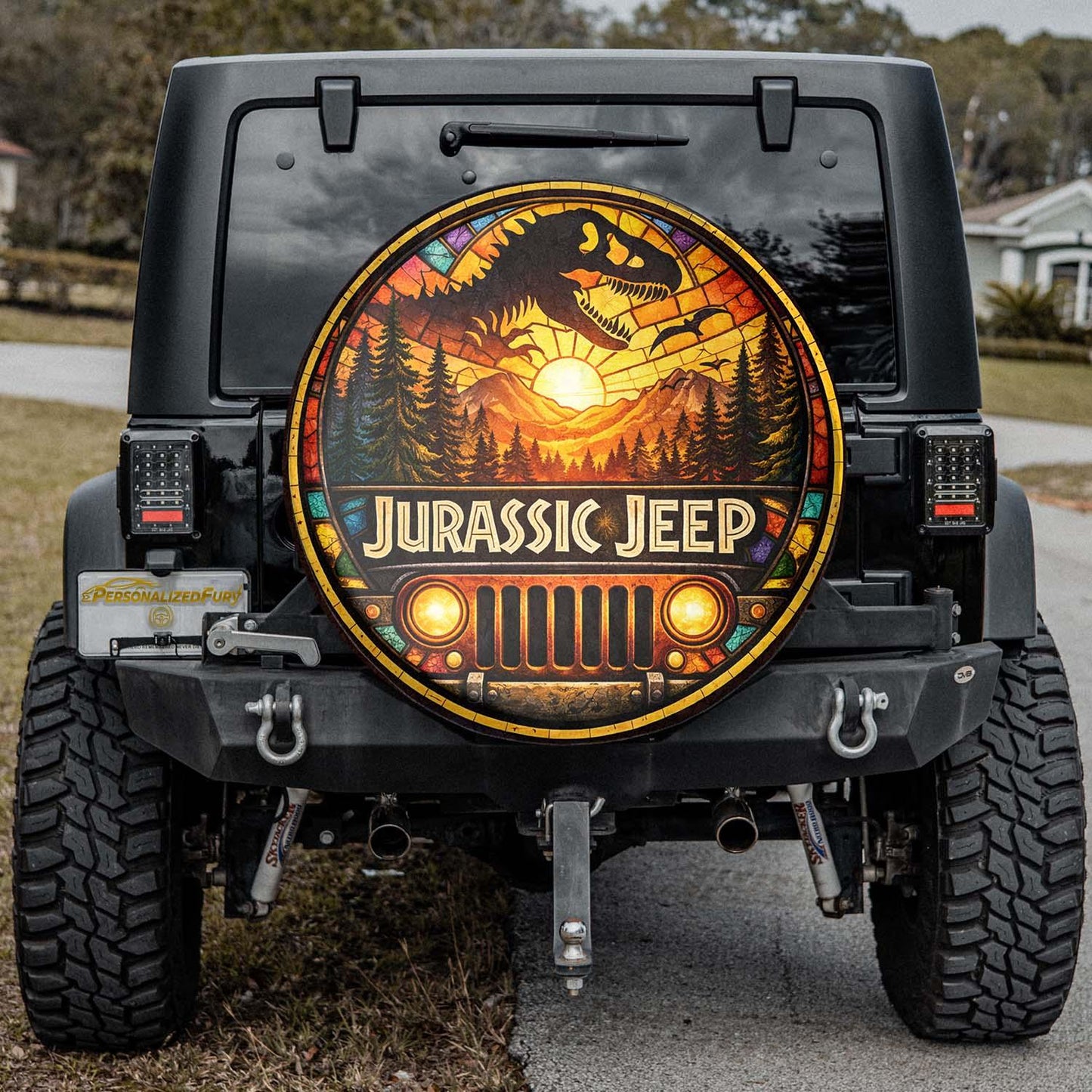 Jurassic Park Jeep Wheel Cover – Durable Leather Spare Tire Cover - PersonalizedFury