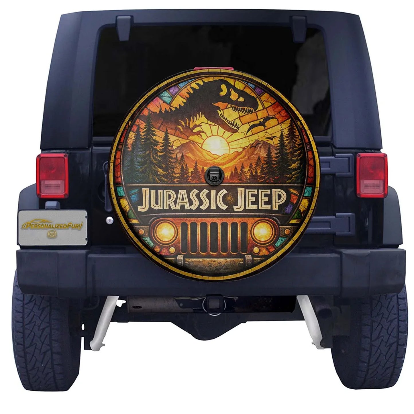 Jurassic Park Jeep Wheel Cover – Durable Leather Spare Tire Cover - PersonalizedFury
