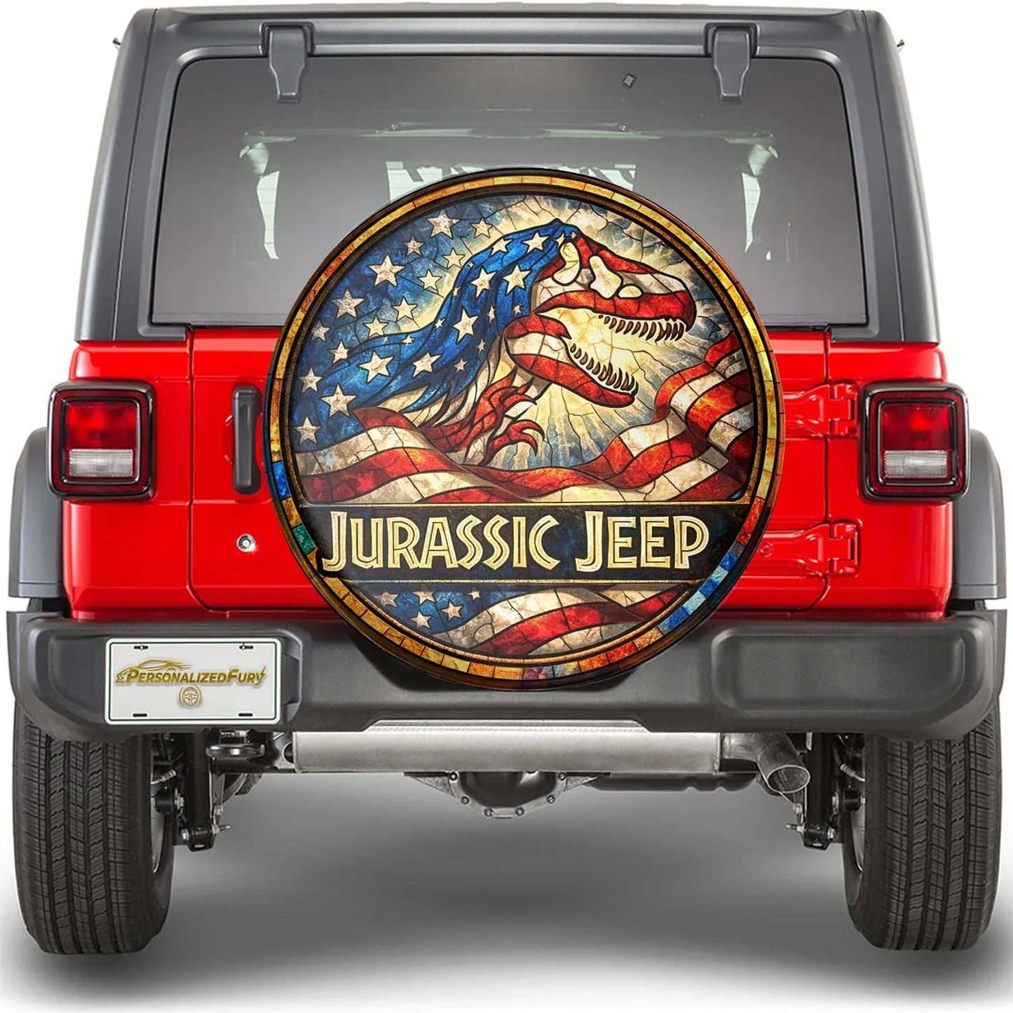 Jurassic Park Jeep Wheel Cover – Leather Car Usa Flag Accessories - PersonalizedFury