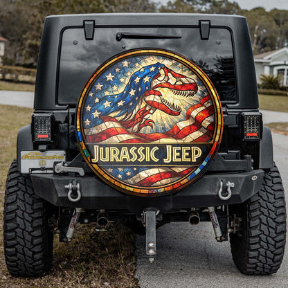 Jurassic Park Jeep Wheel Cover – Leather Car Usa Flag Accessories - PersonalizedFury