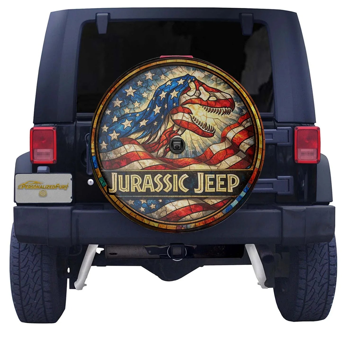 Jurassic Park Jeep Wheel Cover – Leather Car Usa Flag Accessories - PersonalizedFury