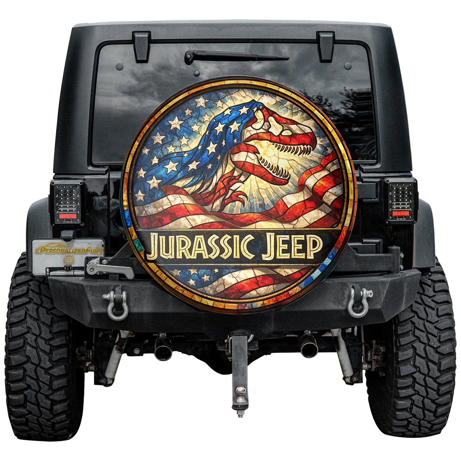 Jurassic Park Jeep Wheel Cover – Leather Car Usa Flag Accessories - PersonalizedFury