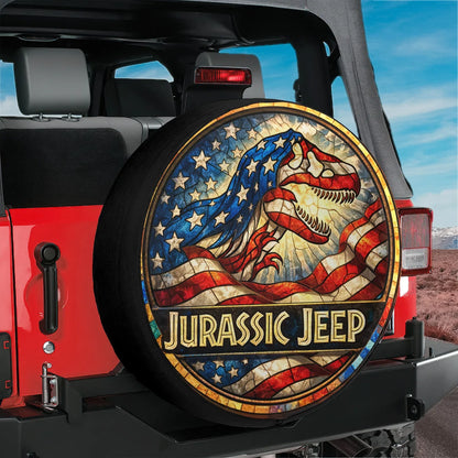 Jurassic Park Jeep Wheel Cover – Leather Car Usa Flag Accessories - PersonalizedFury