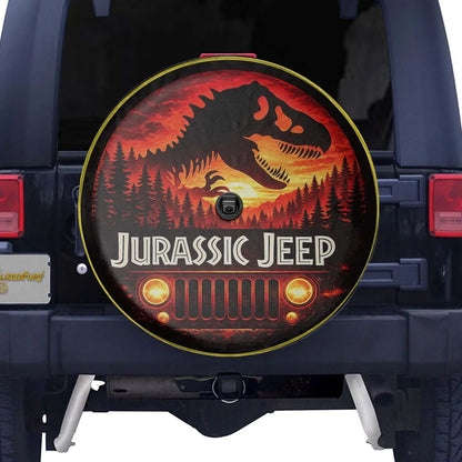 Jurassic Park Jeep Wheel Cover – Leather Spare Tire Cover for Car Accessories - PersonalizedFury