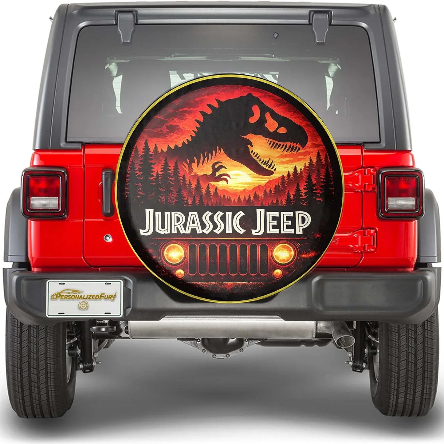 Jurassic Park Jeep Wheel Cover – Leather Spare Tire Cover for Car Accessories - PersonalizedFury