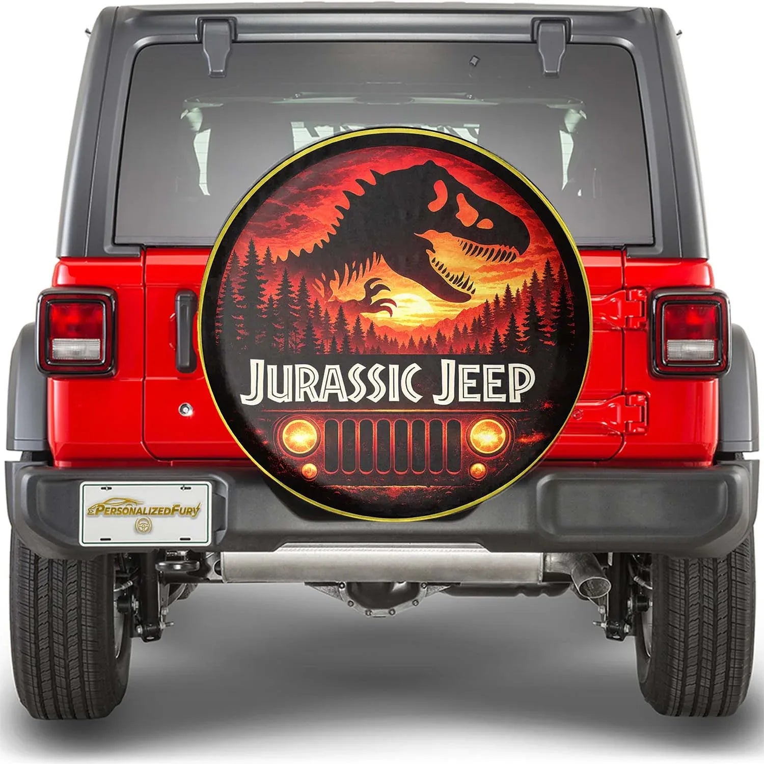 Jurassic Park Jeep Wheel Cover – Leather Spare Tire Cover for Car Accessories - PersonalizedFury
