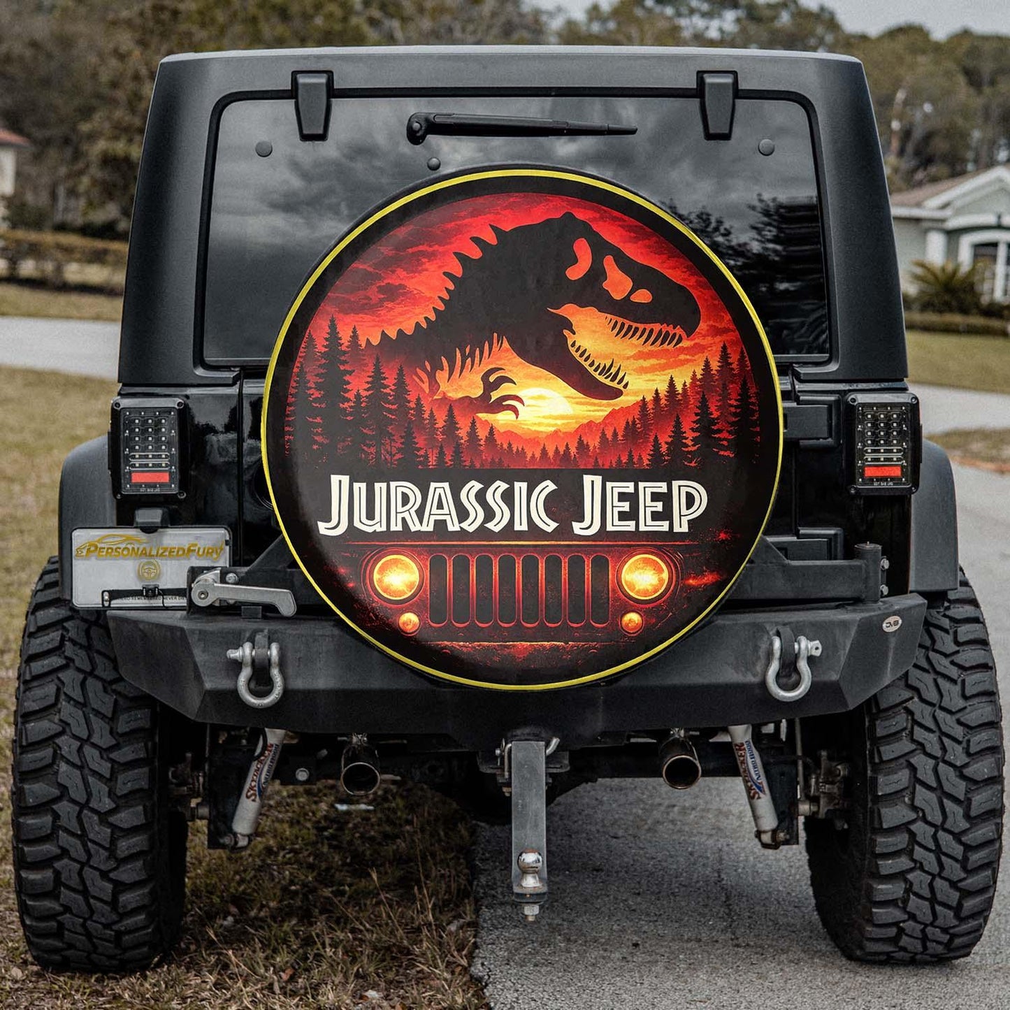 Jurassic Park Jeep Wheel Cover – Leather Spare Tire Cover for Car Accessories - PersonalizedFury
