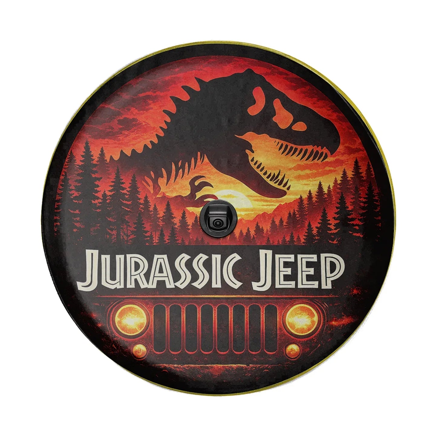 Jurassic Park Jeep Wheel Cover – Leather Spare Tire Cover for Car Accessories - PersonalizedFury