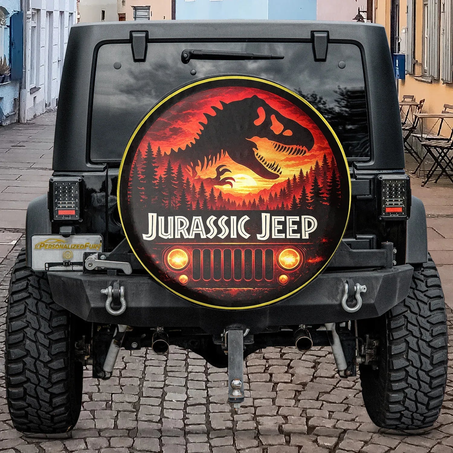 Jurassic Park Jeep Wheel Cover – Leather Spare Tire Cover for Car Accessories - PersonalizedFury
