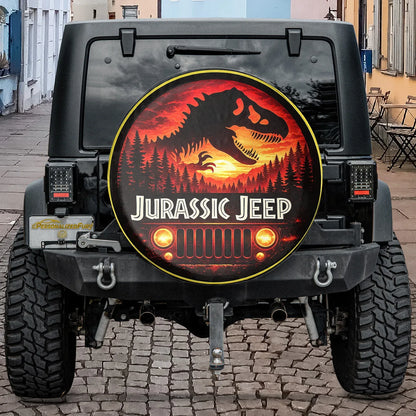 Jurassic Park Jeep Wheel Cover – Leather Spare Tire Cover for Car Accessories - PersonalizedFury