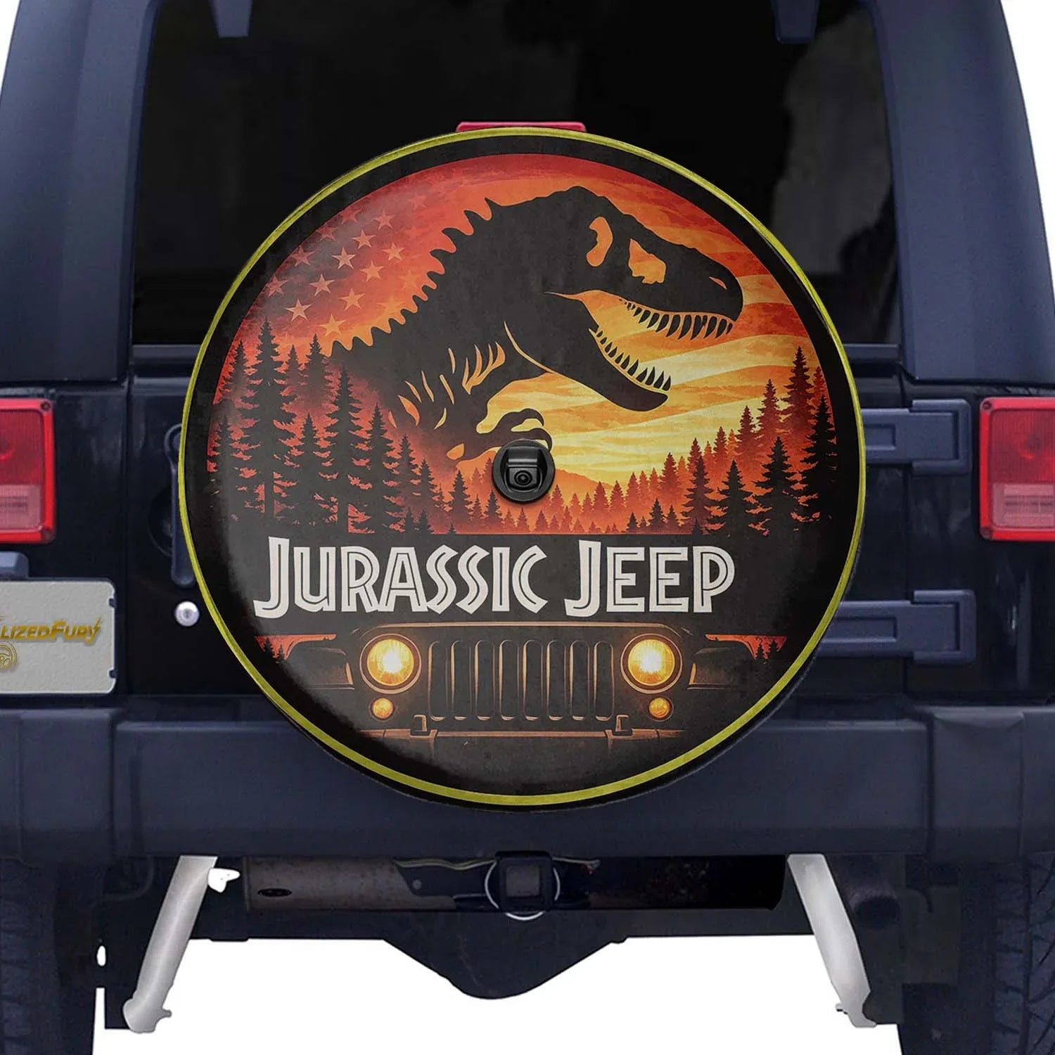 Jurassic Park Leather Jeep Wheel Cover – Spare Tire Cover - Car Accessories - PersonalizedFury