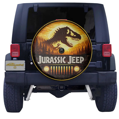 Jurassic Park Leather Spare Tire Cover for Jeep Wheel - PersonalizedFury