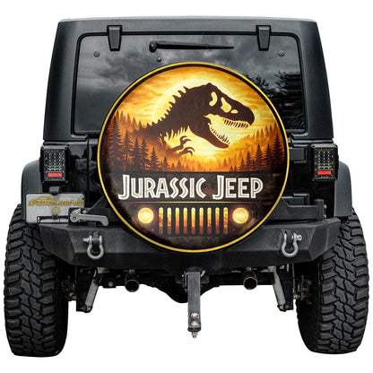 Jurassic Park Leather Spare Tire Cover for Jeep Wheel - PersonalizedFury