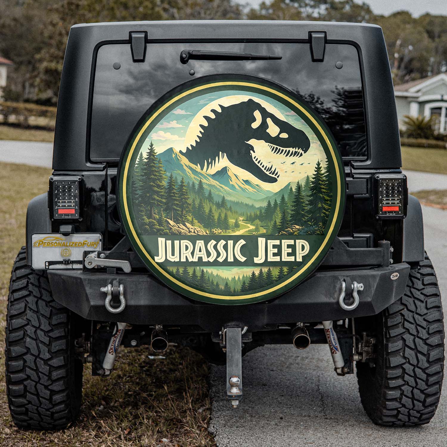 Jurassic Park Leather Wheel Cover – Spare Tire Cover for Car Accessories - Image 1
