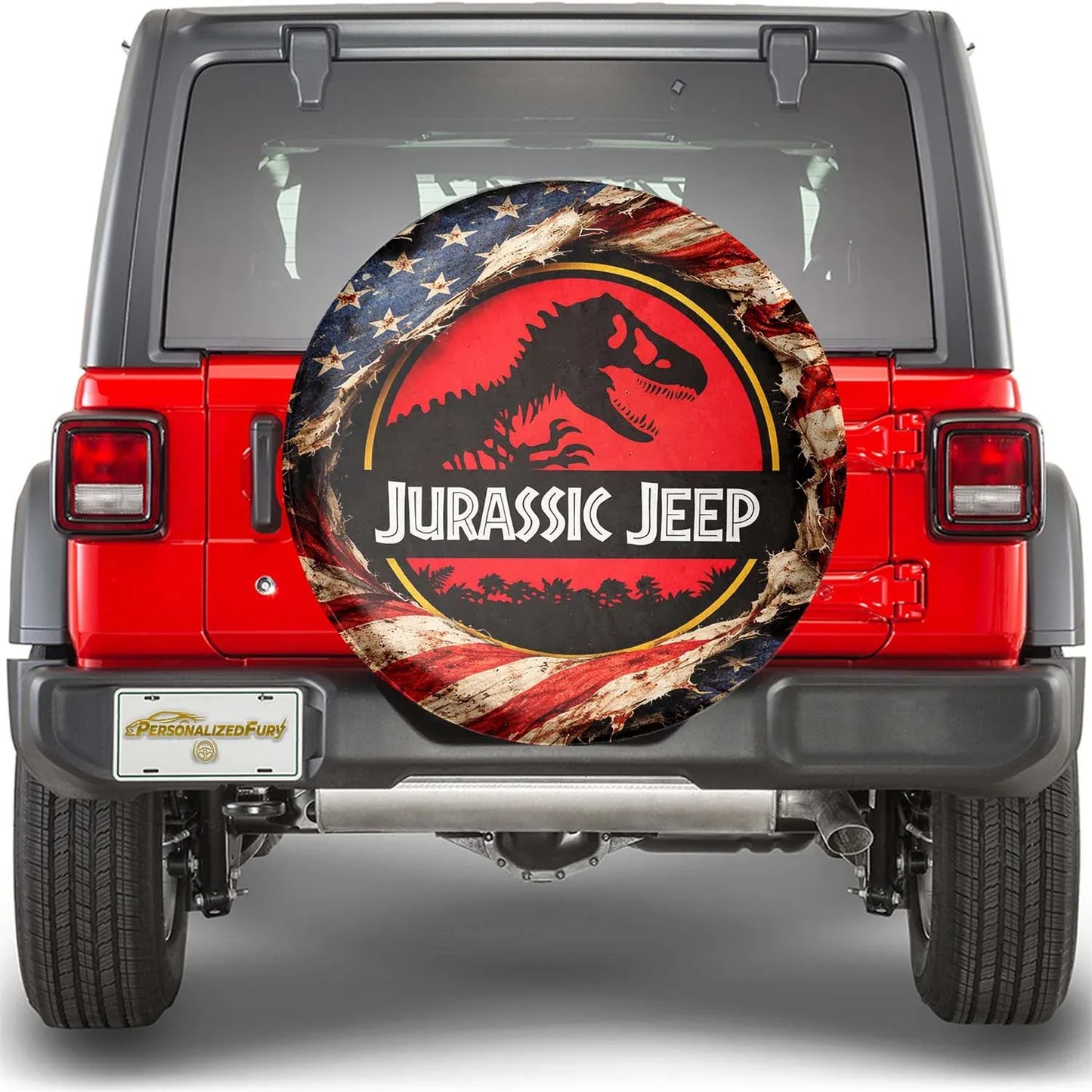 Jurassic Park Spare Tire Cover – Leather Jeep Usa Flag Wheel Cover - PersonalizedFury