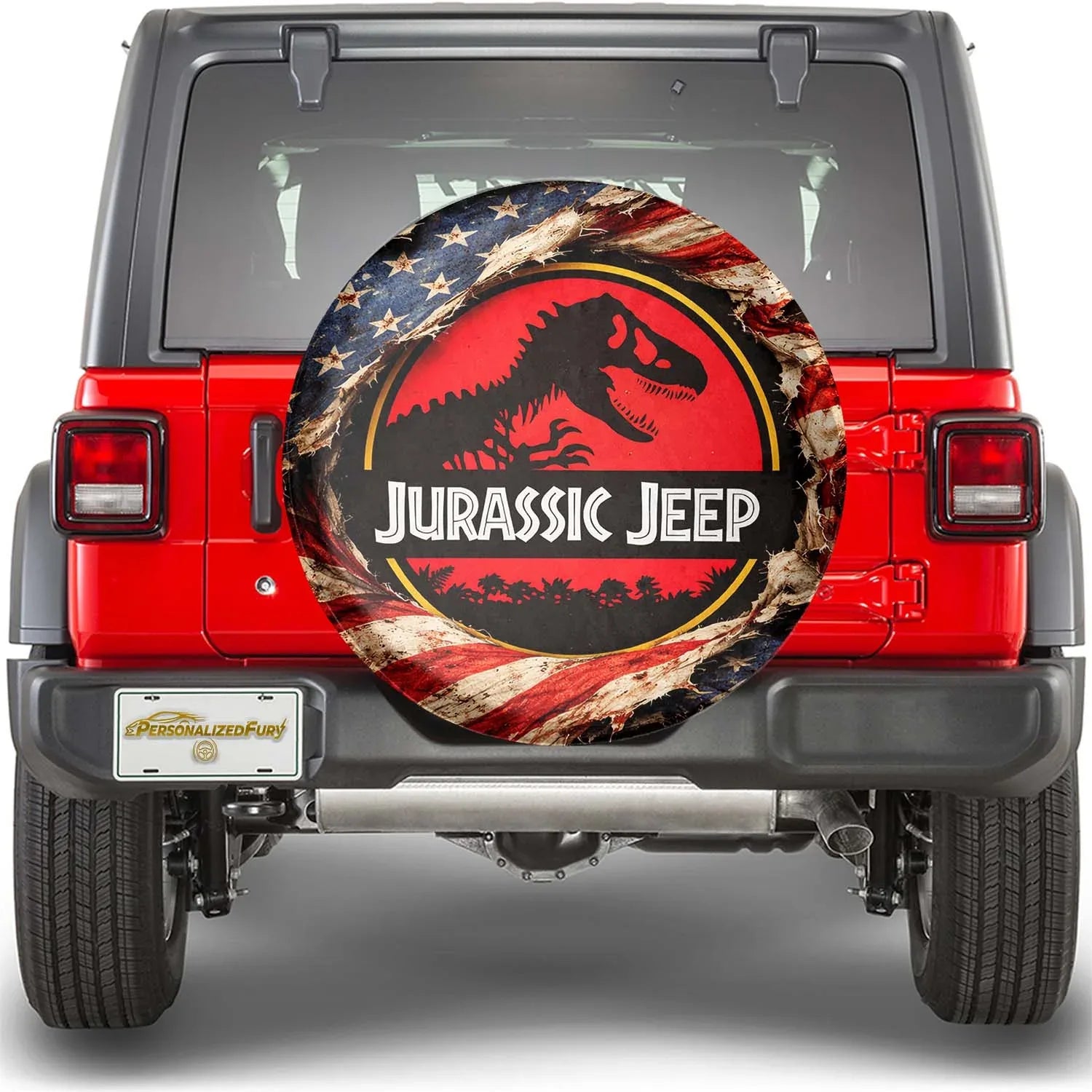 Jurassic Park Spare Tire Cover – Leather Jeep Usa Flag Wheel Cover - PersonalizedFury