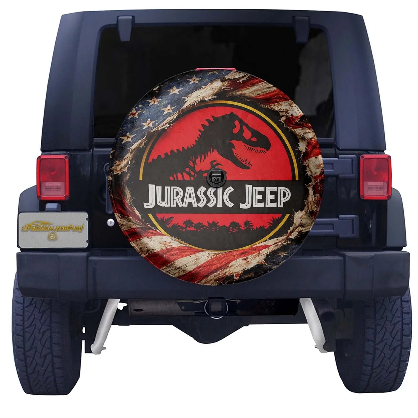 Jurassic Park Spare Tire Cover – Leather Jeep Usa Flag Wheel Cover - PersonalizedFury