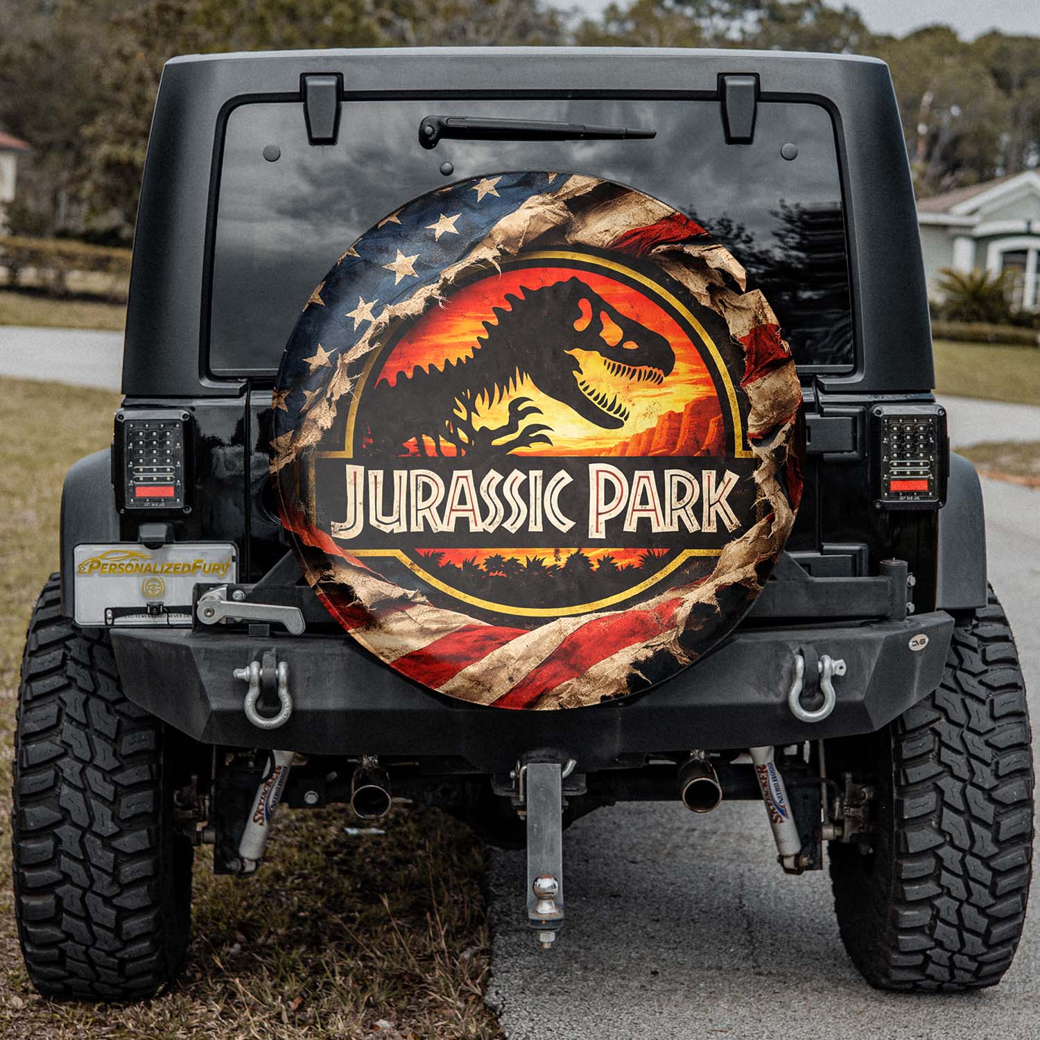 Jurassic Park Spare Tire Cover – Leather Vehicle Wheel Cover - Image 2