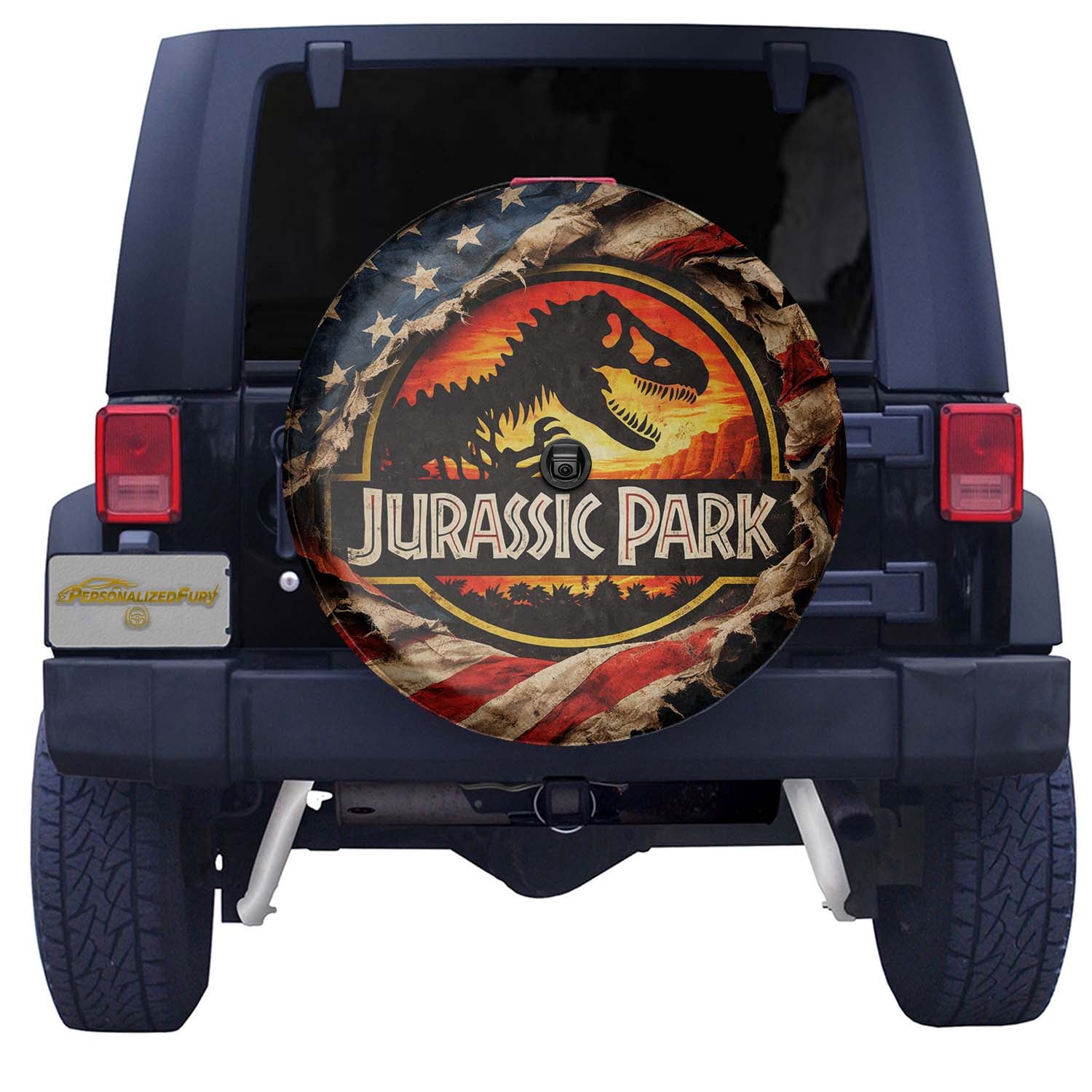 Jurassic Park Spare Tire Cover – Leather Vehicle Wheel Cover - Image 3