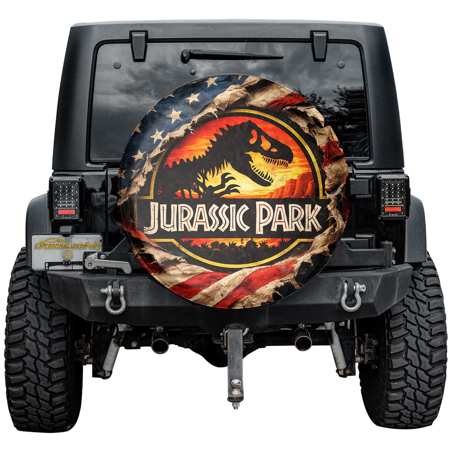 Jurassic Park Spare Tire Cover – Leather Vehicle Wheel Cover - Image 4