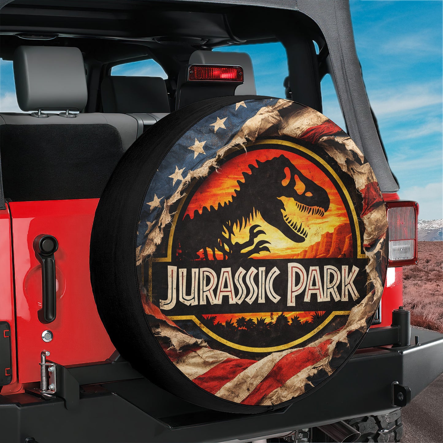 Jurassic Park Spare Tire Cover – Leather Vehicle Wheel Cover - Image 6