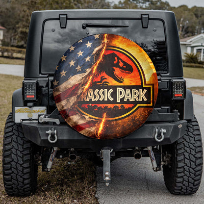 Jurassic Park Usa Flag Wheel Cover – Durable Leather Spare Tire Cover - Image 4