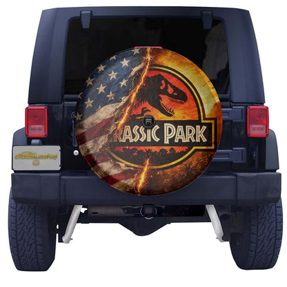 Jurassic Park Usa Flag Wheel Cover – Durable Leather Spare Tire Cover - Image 5