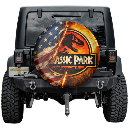 Jurassic Park Usa Flag Wheel Cover – Durable Leather Spare Tire Cover - Image 2