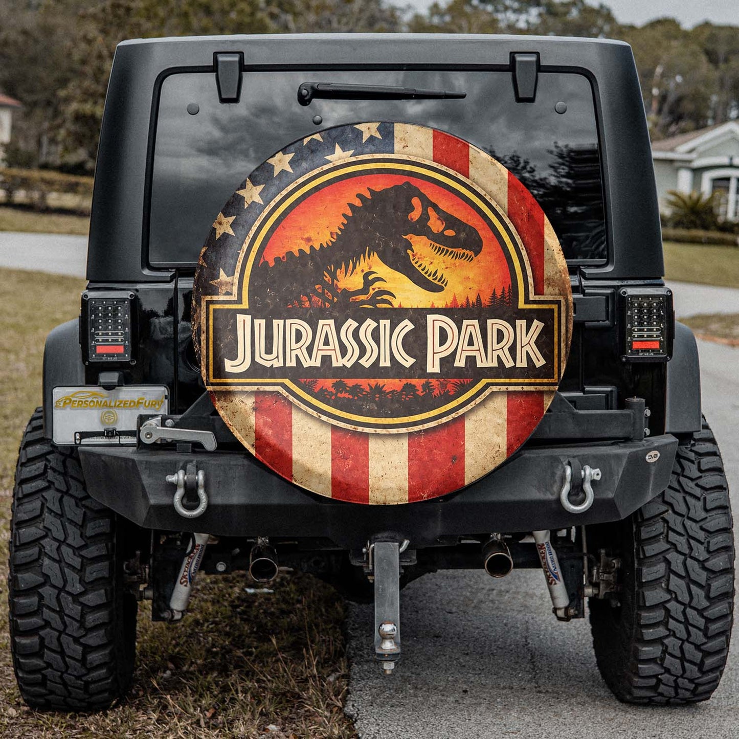 Jurassic Park Wheel Cover – Leather Automotive Spare Tire Covers - Image 2