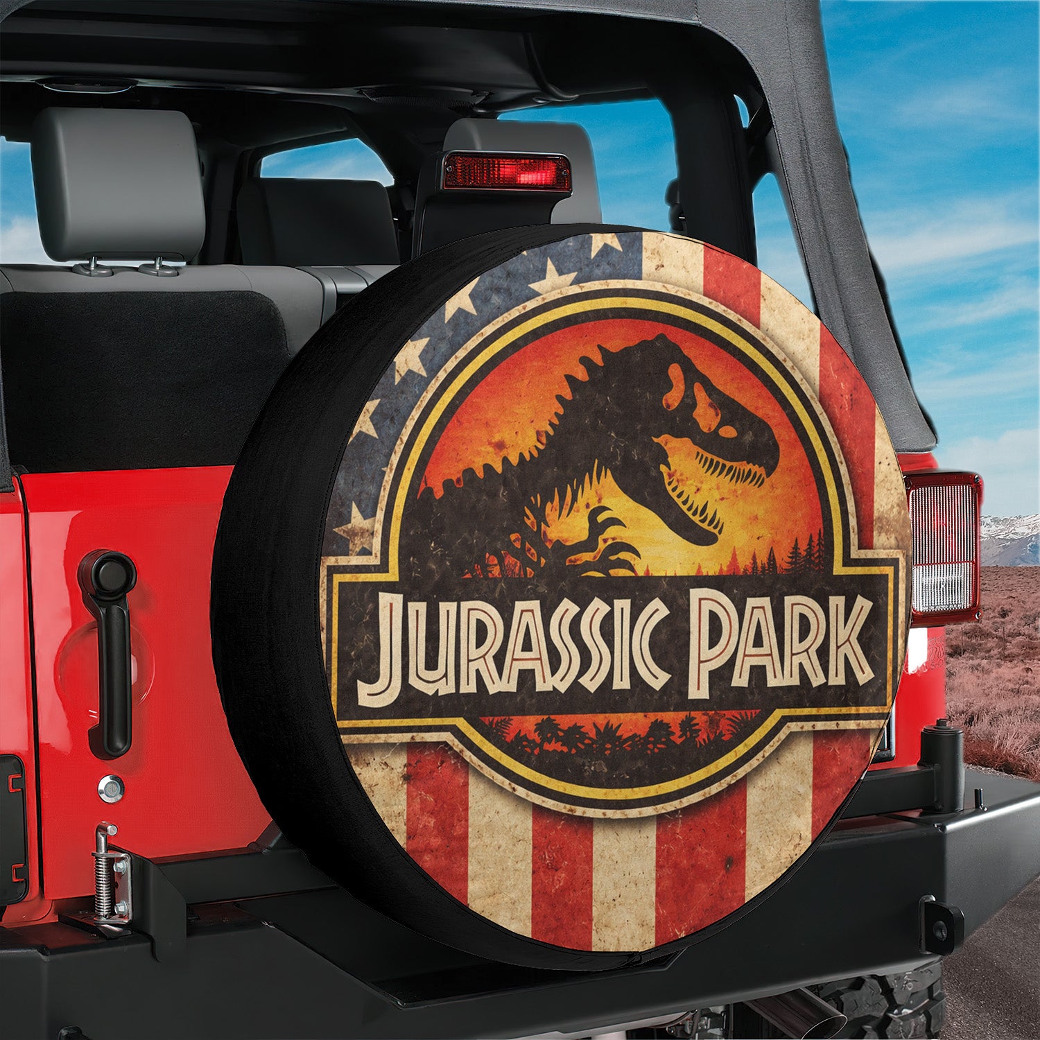 Jurassic Park Wheel Cover – Leather Automotive Spare Tire Covers - Image 6