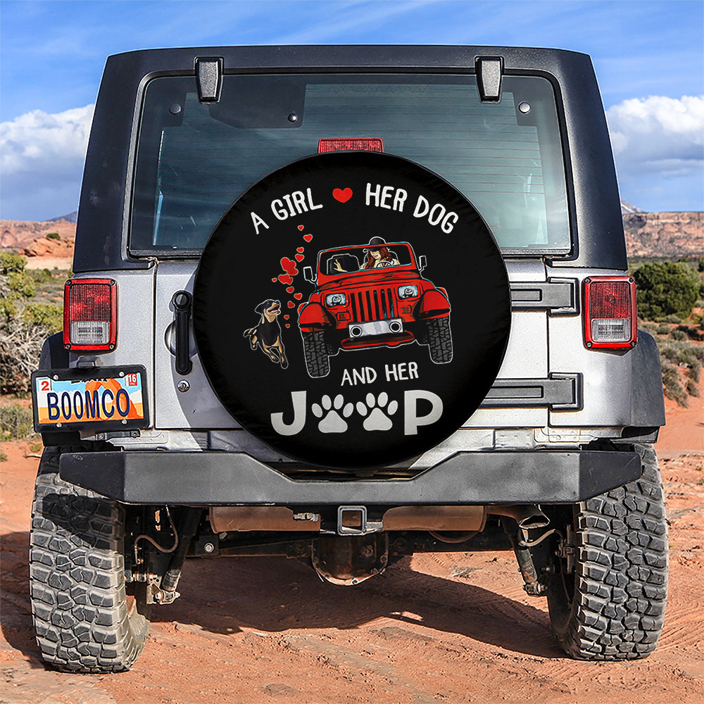 Just A Girl Who Love Coffee And Her Dogs Jeep Red Car Spare Tire Cover