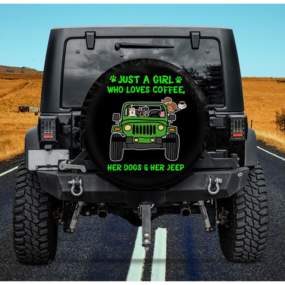 Just A Girl Who Love Coffee Jeep Car Spare Tire Cover