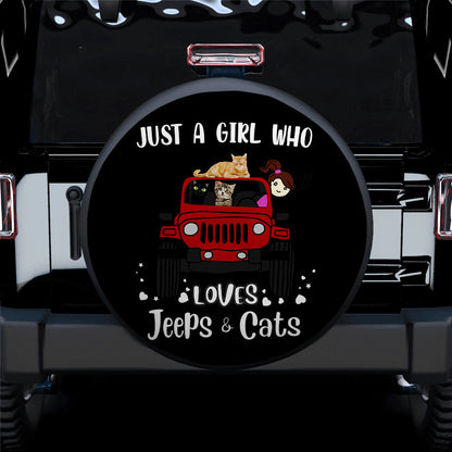 Just A Girl Who Love Jeep & Cat Car Spare Tire Cover