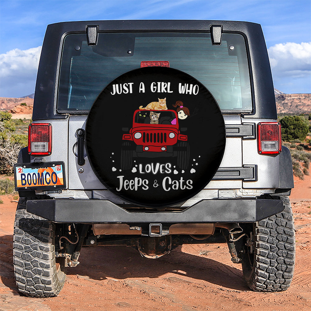 Just A Girl Who Love Jeep & Cat Car Spare Tire Cover