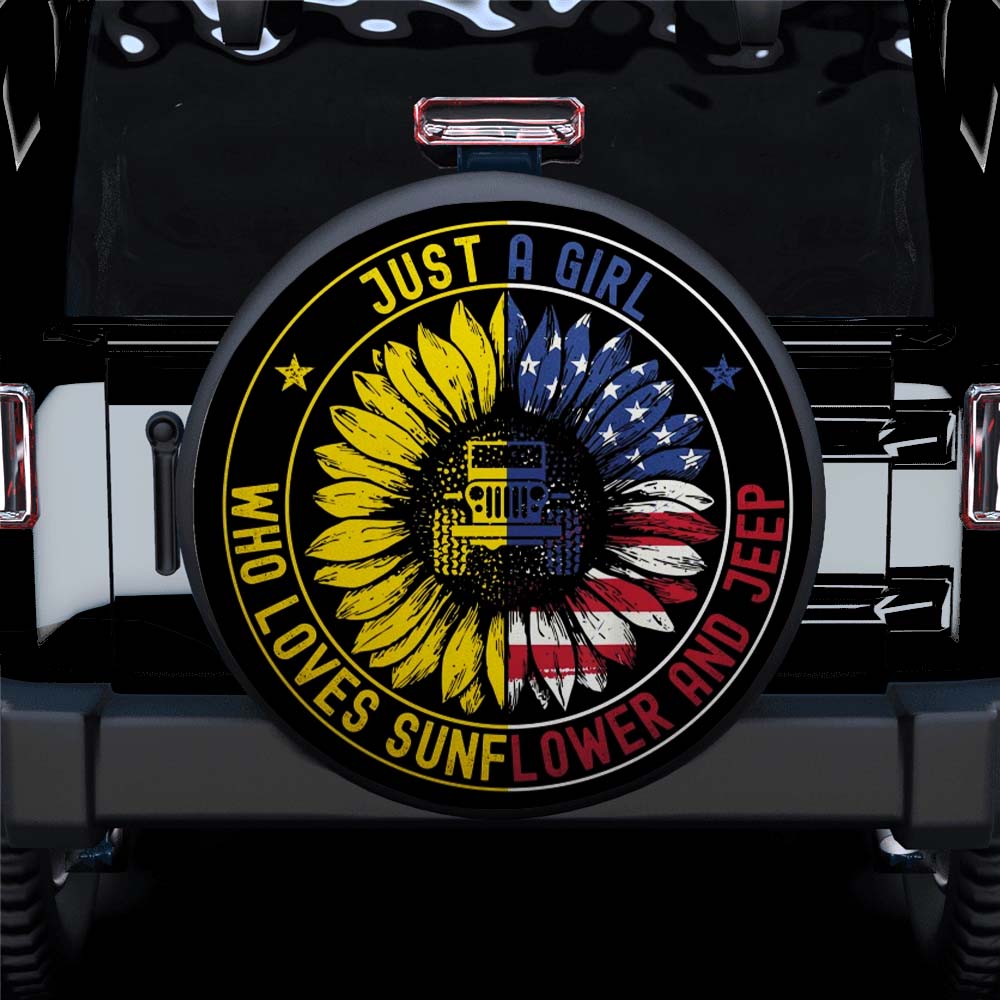 Just A Girl Who Love Sunflower American Car Spare Tire Cover