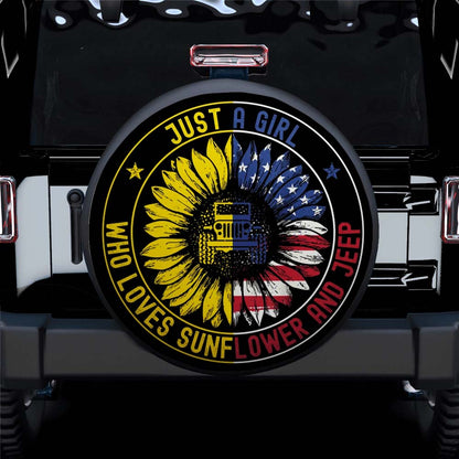 Just A Girl Who Love Sunflower American Car Spare Tire Cover