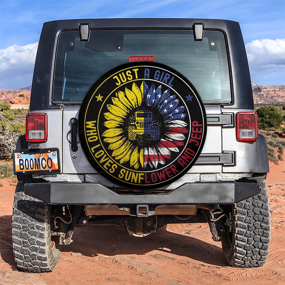 Just A Girl Who Love Sunflower American Car Spare Tire Cover