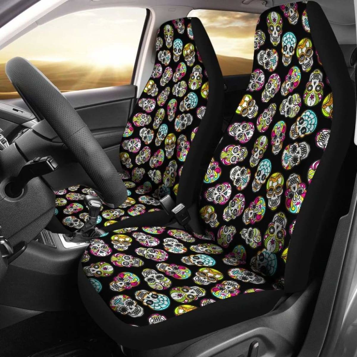 Jzp-Sugar Skull Car-Suv Seat Cover 01 Universal Fit 112611