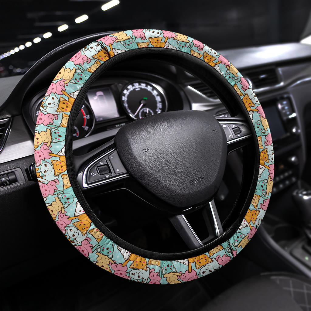 Kaiwai Cat Cute Premium Car Steering Wheel Cover