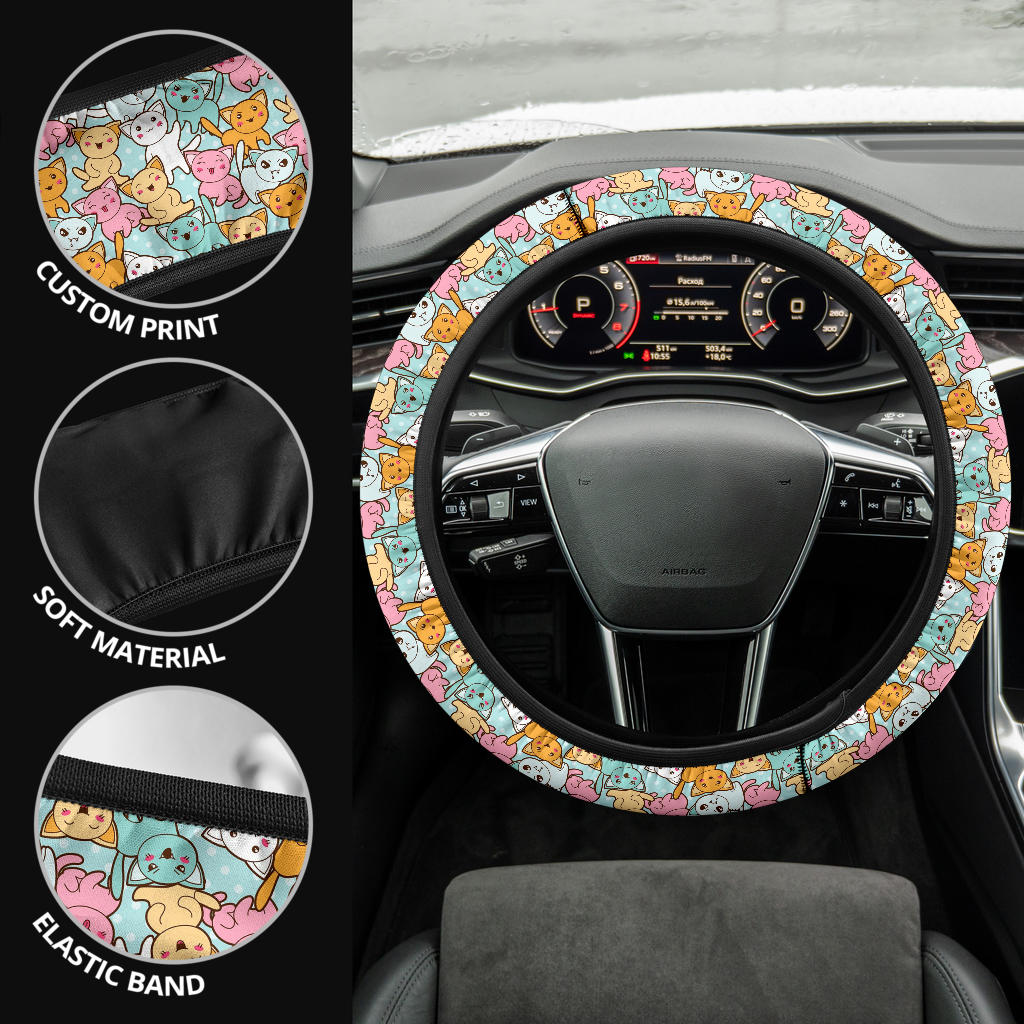 Kaiwai Cat Cute Premium Car Steering Wheel Cover