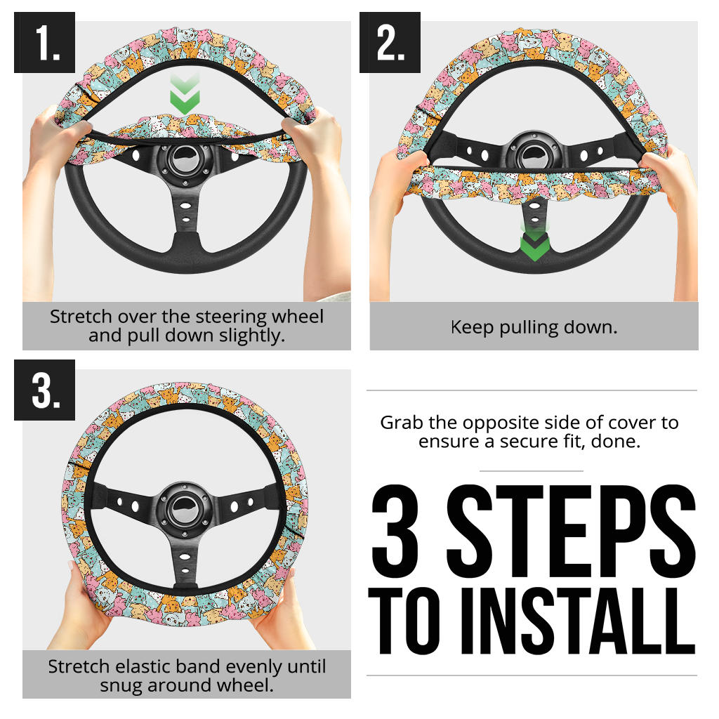 Kaiwai Cat Cute Premium Car Steering Wheel Cover
