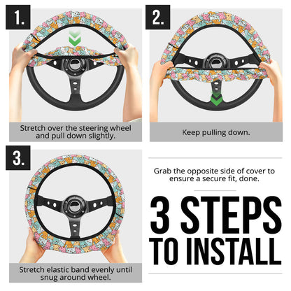 Kaiwai Cat Cute Premium Car Steering Wheel Cover