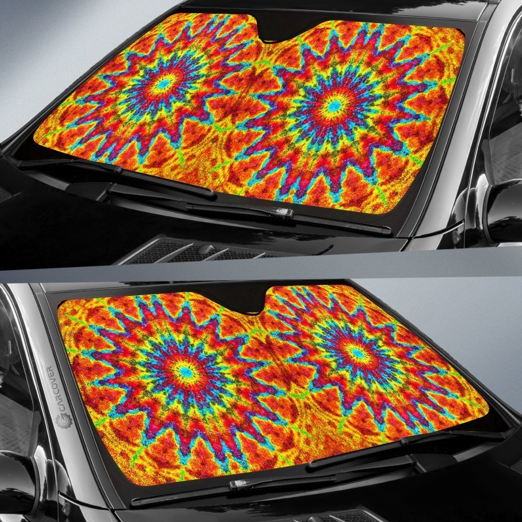 Kaleidoscope Tie Dye Car Sunshade Custom Printed Hippie Car Accessories