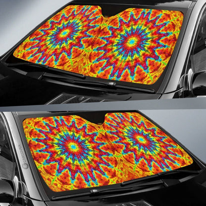 Kaleidoscope Tie Dye Car Sunshade Custom Printed Hippie Car Accessories