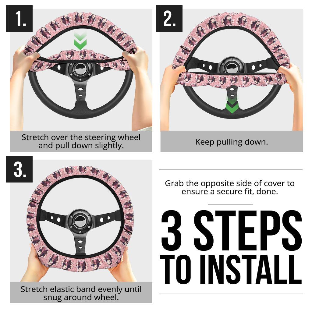 Kamado Nezuko Demon Slayer Anime Car Steering Wheel Cover  4