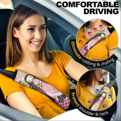 Kamado Nezuko Demon Slayers Anime Car Seat Belt Cover Custom Car Accessories
